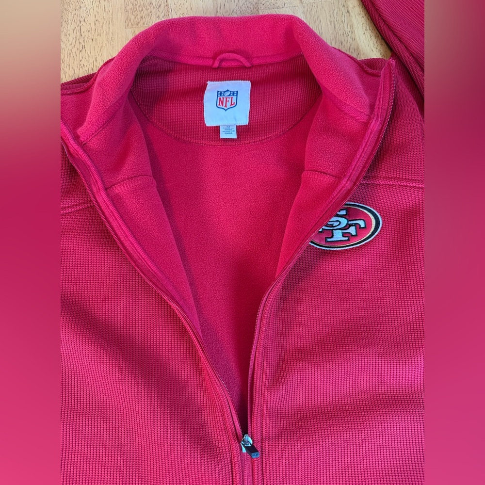 San Francisco 49ers NFL Thermal Zip Jacket Medium Red Gold Waffle Knit *Rare - Picture 4 of 10